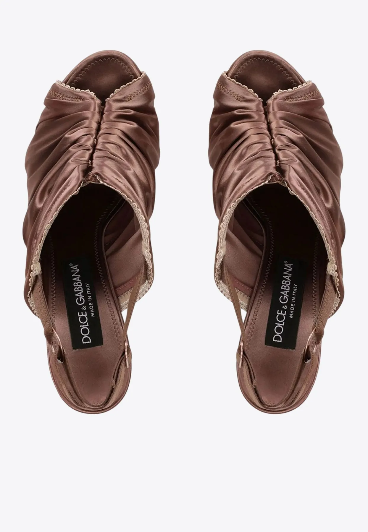 105 Ruched Satin Slingback Sandals