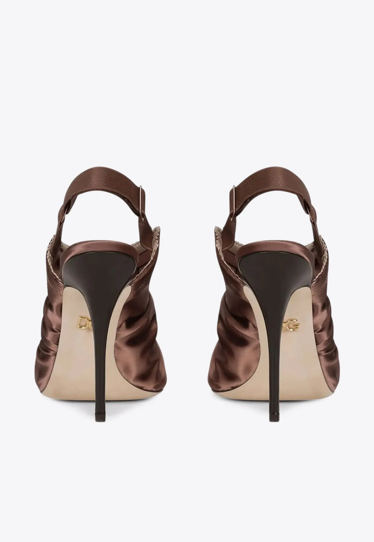 105 Ruched Satin Slingback Sandals