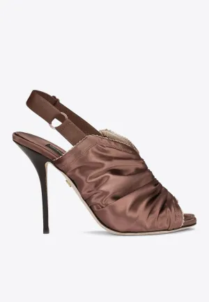 105 Ruched Satin Slingback Sandals