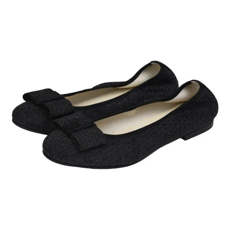 1412 - Black Glitzy Flats for Girl/Teen/Women by London Kids