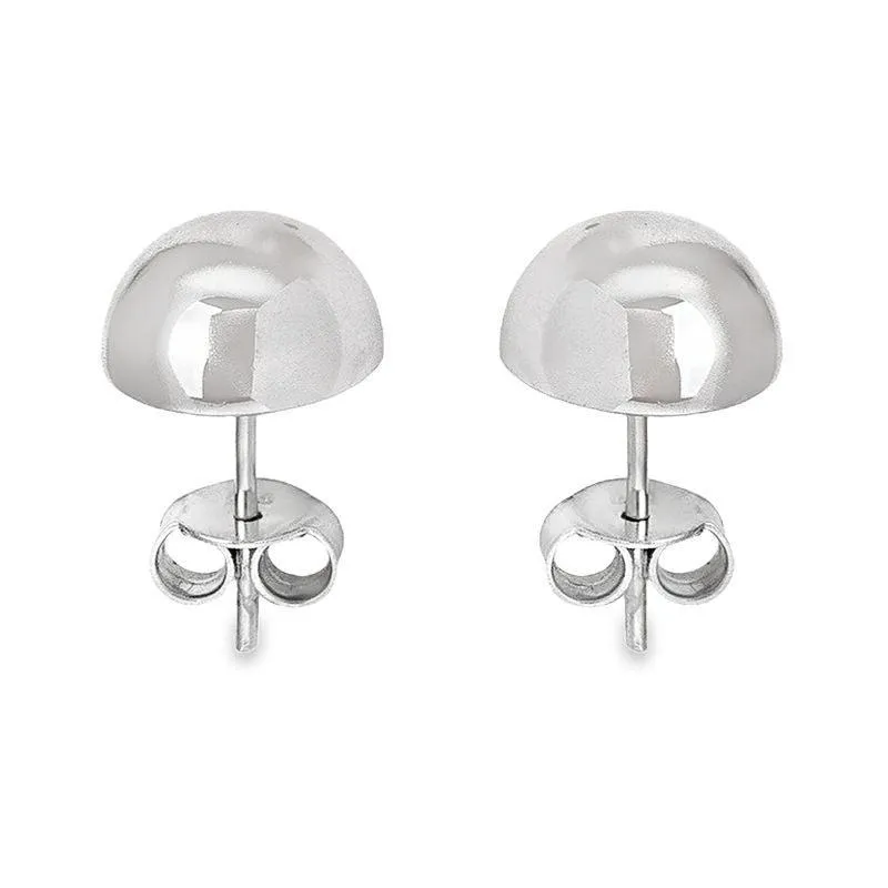 14K White Gold Half Ball High Polish Stud Earring
