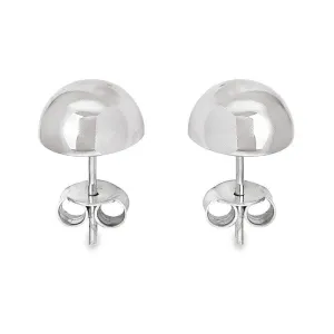 14K White Gold Half Ball High Polish Stud Earring