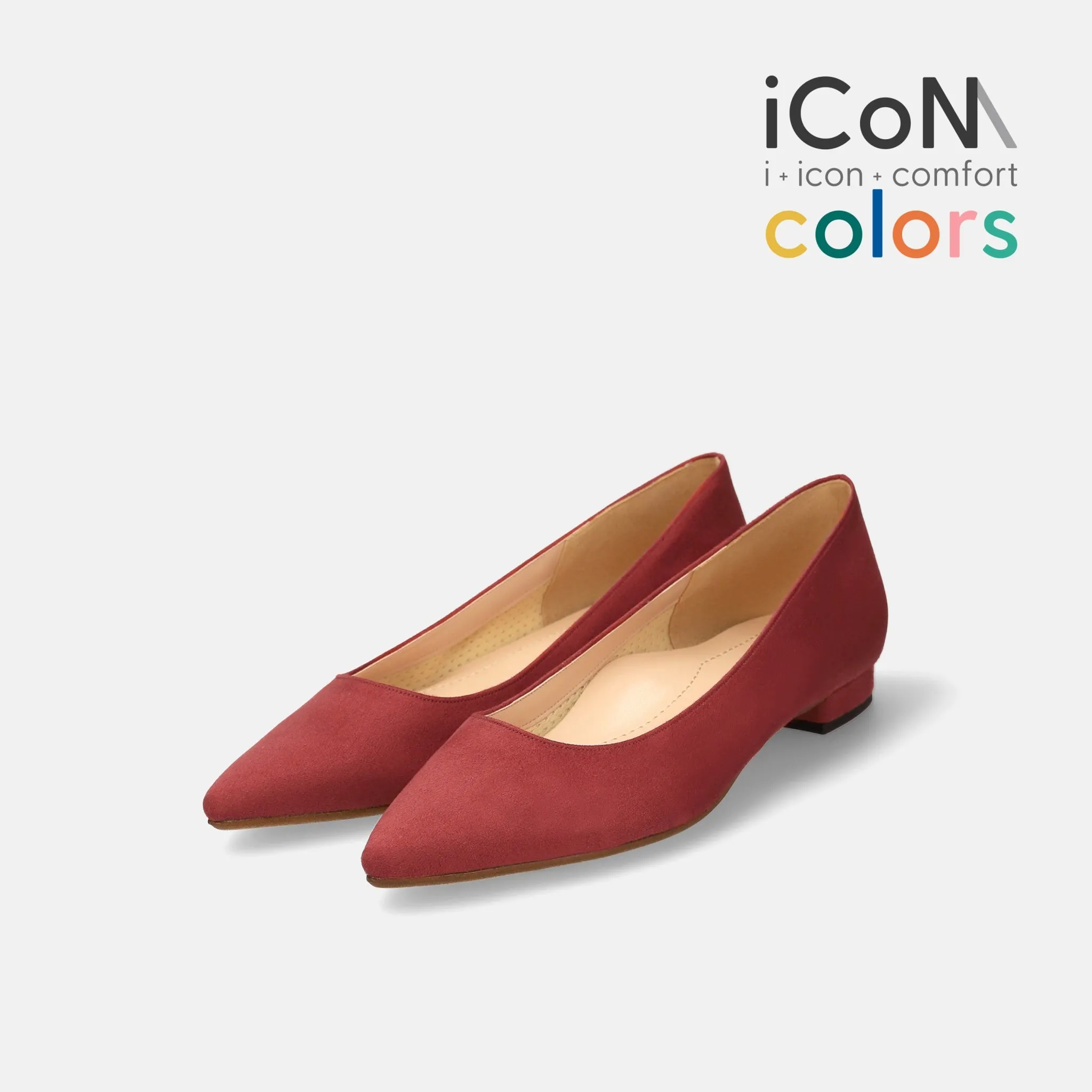 15% OFF: iCoN COLORS: Pointed Toe Suede Flat Shoes (C20142) Bordeaux S