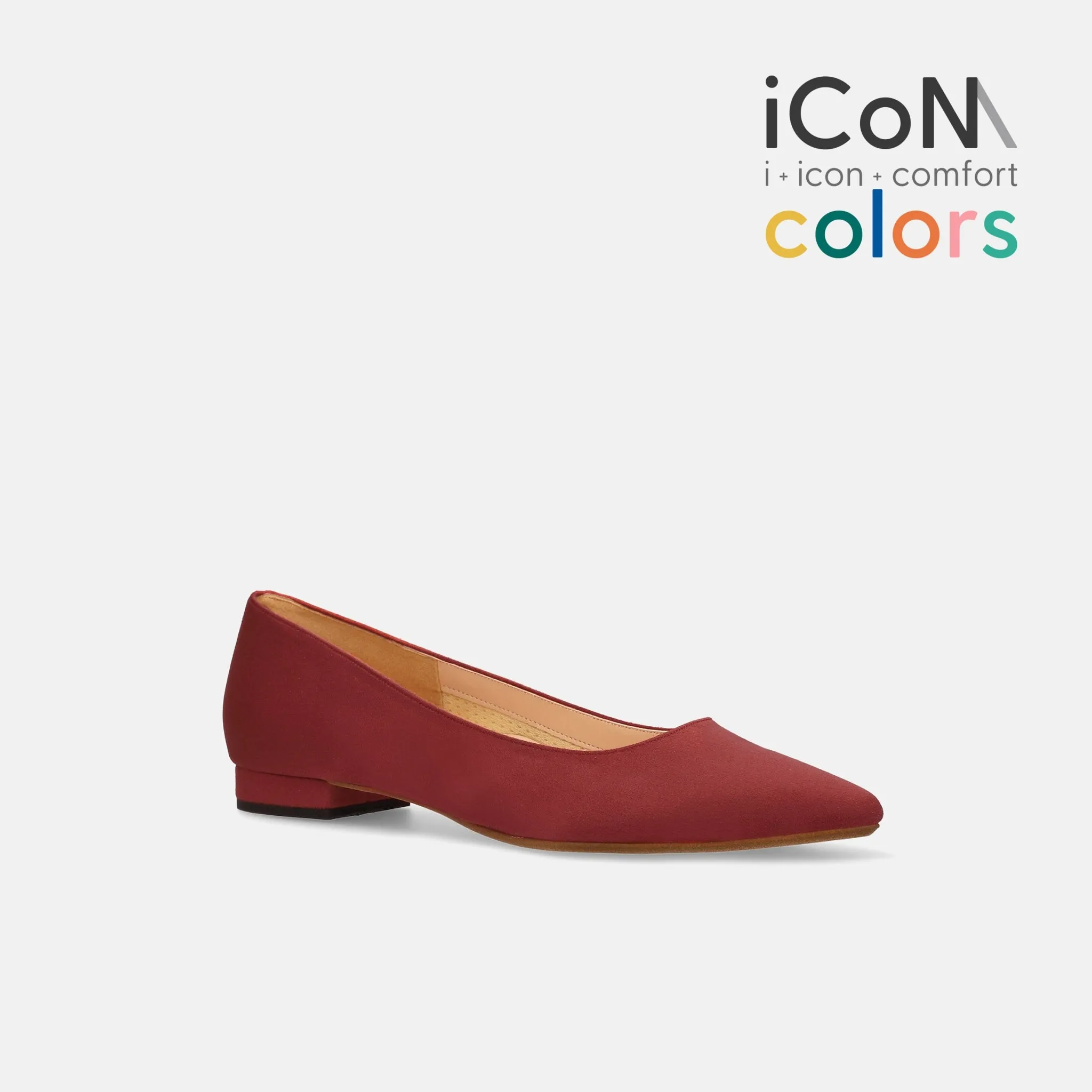 15% OFF: iCoN COLORS: Pointed Toe Suede Flat Shoes (C20142) Bordeaux S