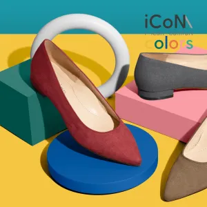 15% OFF: iCoN COLORS: Pointed Toe Suede Flat Shoes (C20142) Bordeaux S