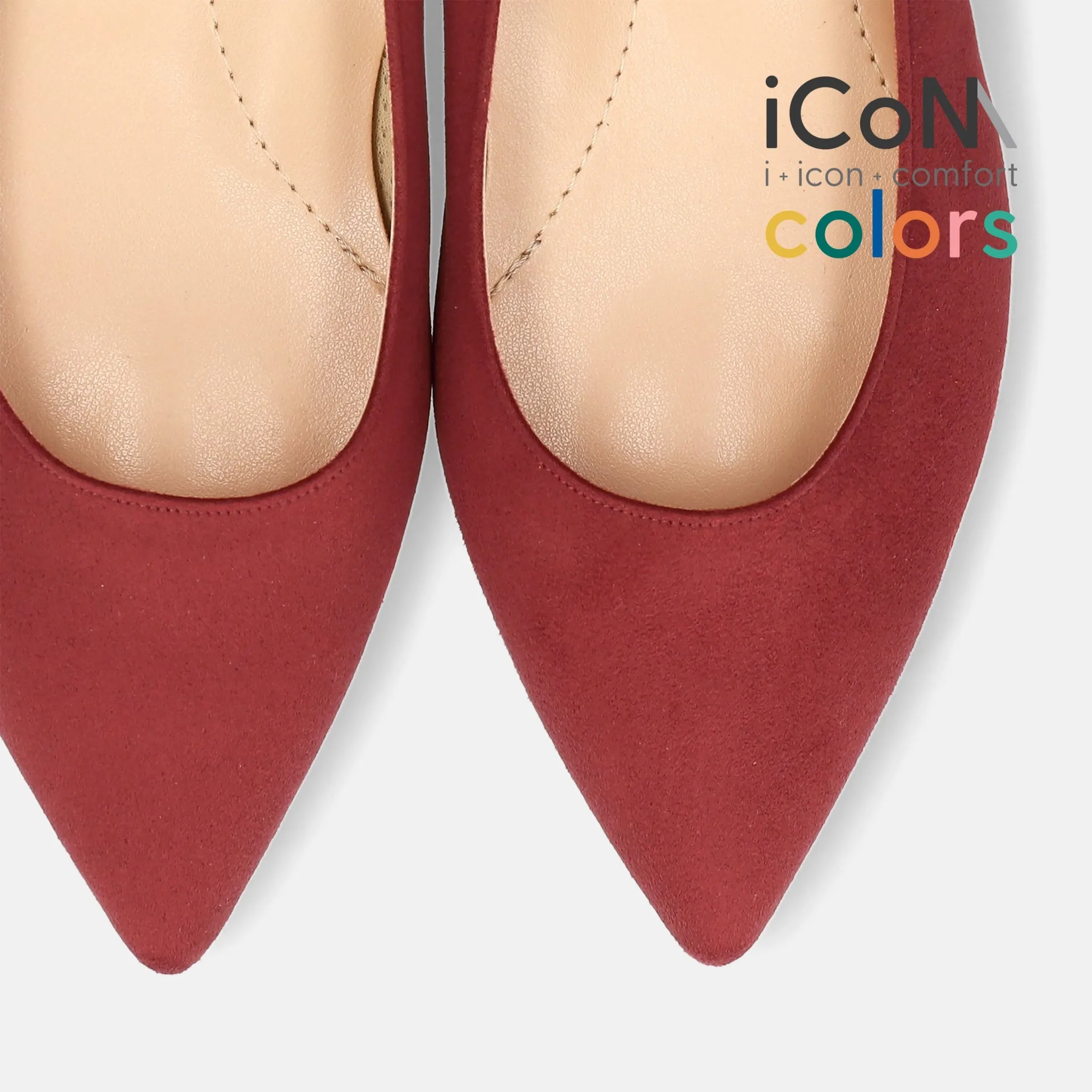 15% OFF: iCoN COLORS: Pointed Toe Suede Flat Shoes (C20142) Bordeaux S