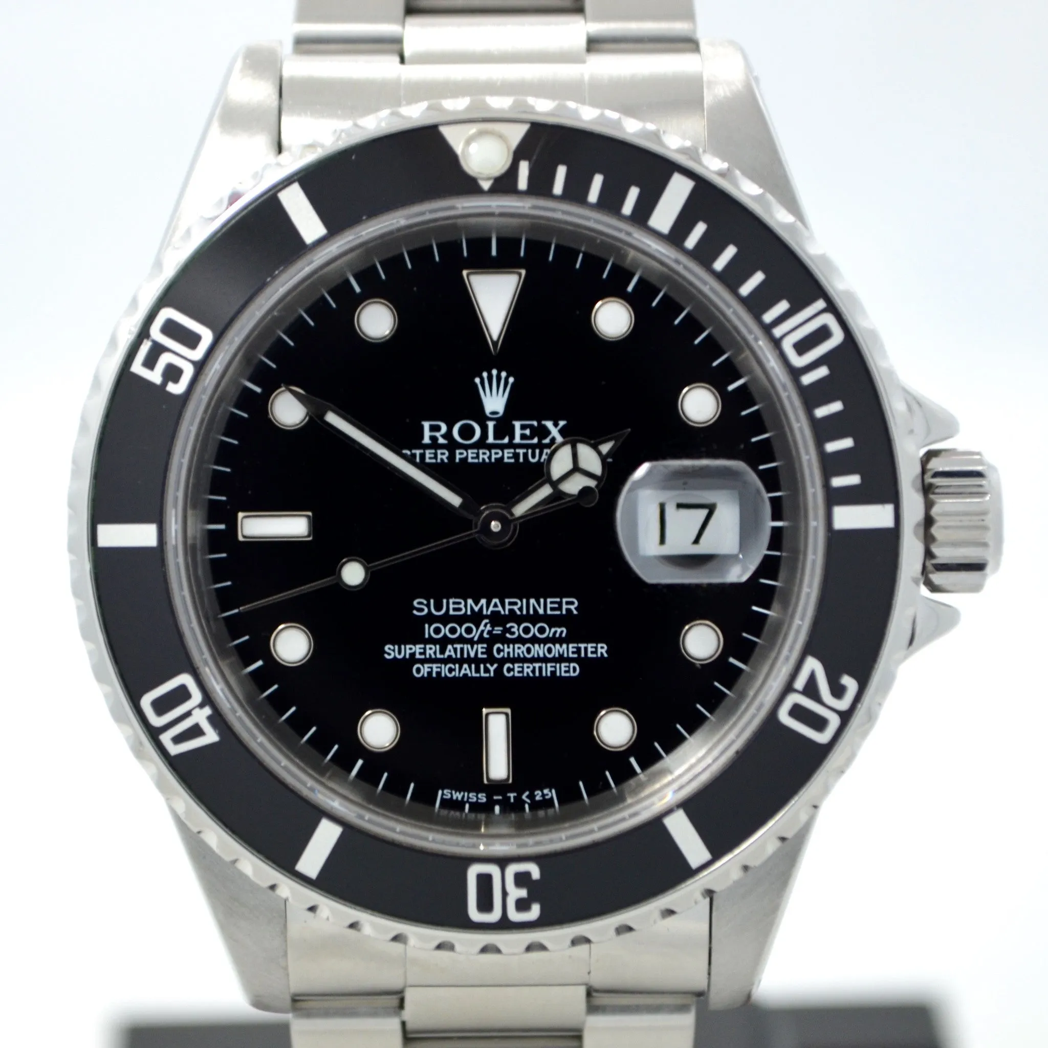 1991 Rolex Submariner 16610 Stainless Steel "X" Serial Wristwatch Box and Papers