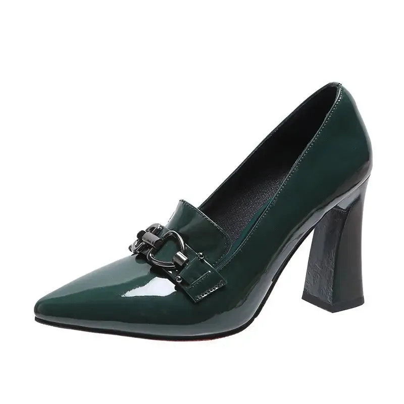 2022New High Heels Shoes Waterproof Platform Large Size Fashion Shallow Patent Leather High Quality Women Shoes Zapatillas Mujer