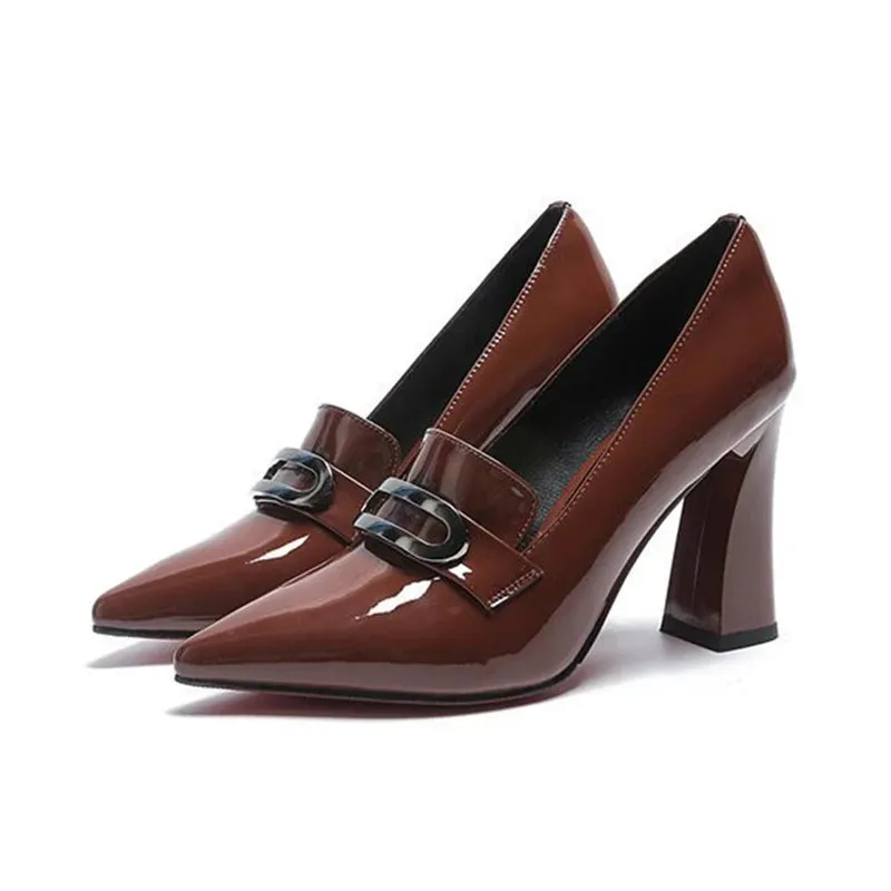2022New High Heels Shoes Waterproof Platform Large Size Fashion Shallow Patent Leather High Quality Women Shoes Zapatillas Mujer