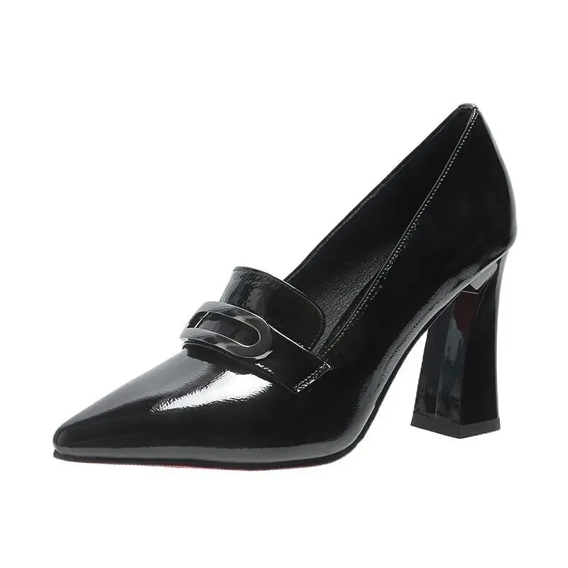 2022New High Heels Shoes Waterproof Platform Large Size Fashion Shallow Patent Leather High Quality Women Shoes Zapatillas Mujer