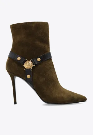 95 Signature Lion Coin Suede Ankle Boots