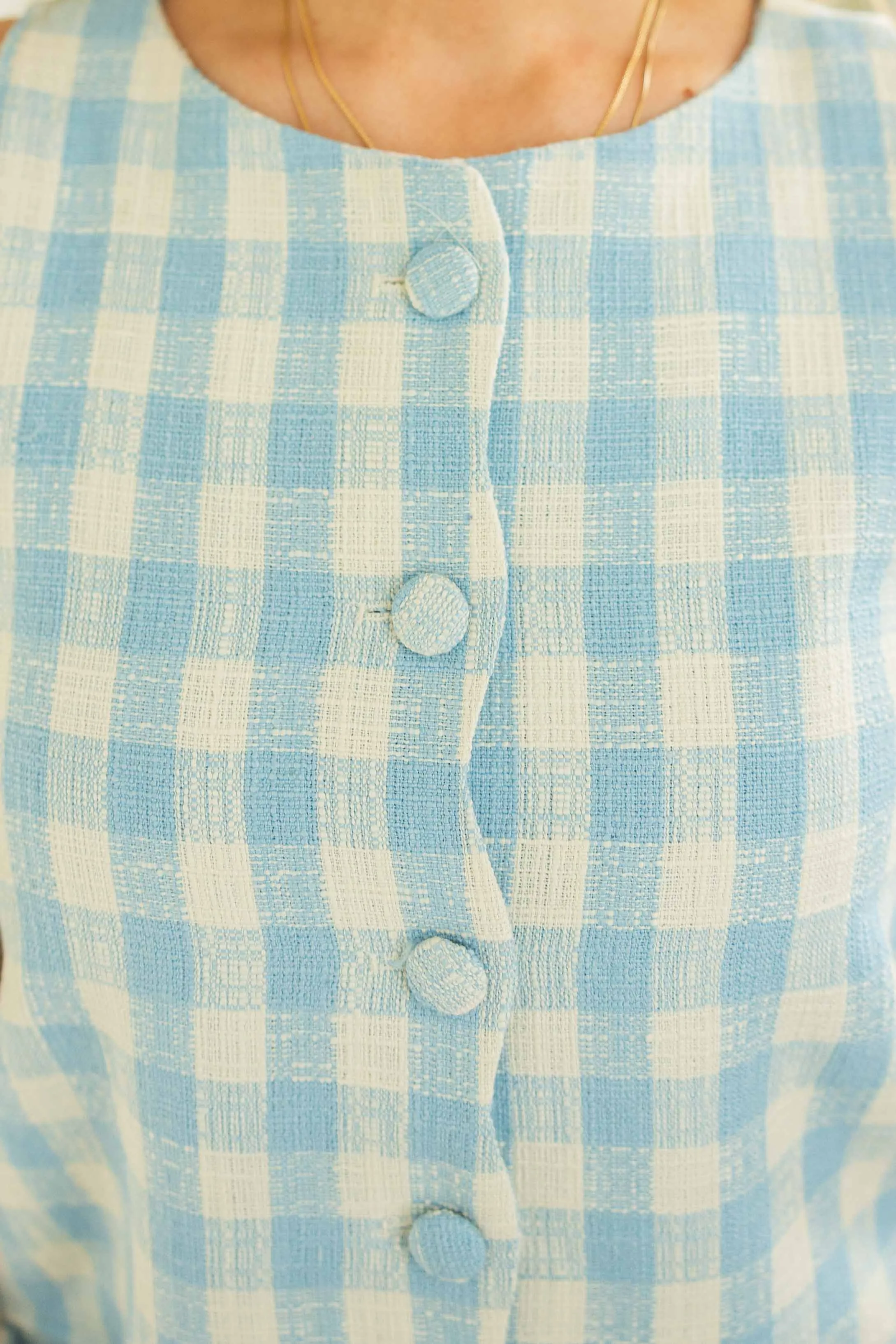 ALEENA PLAID TWEED BUTTON UP MINI DRESS