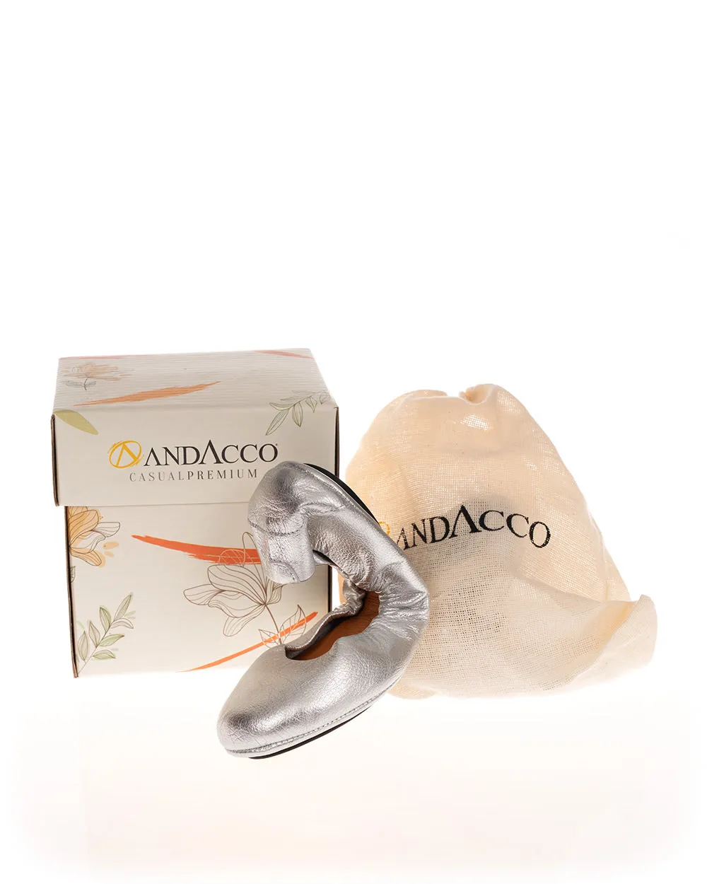 Andacco 1350 Silver Metalic Soft Leather Ballet