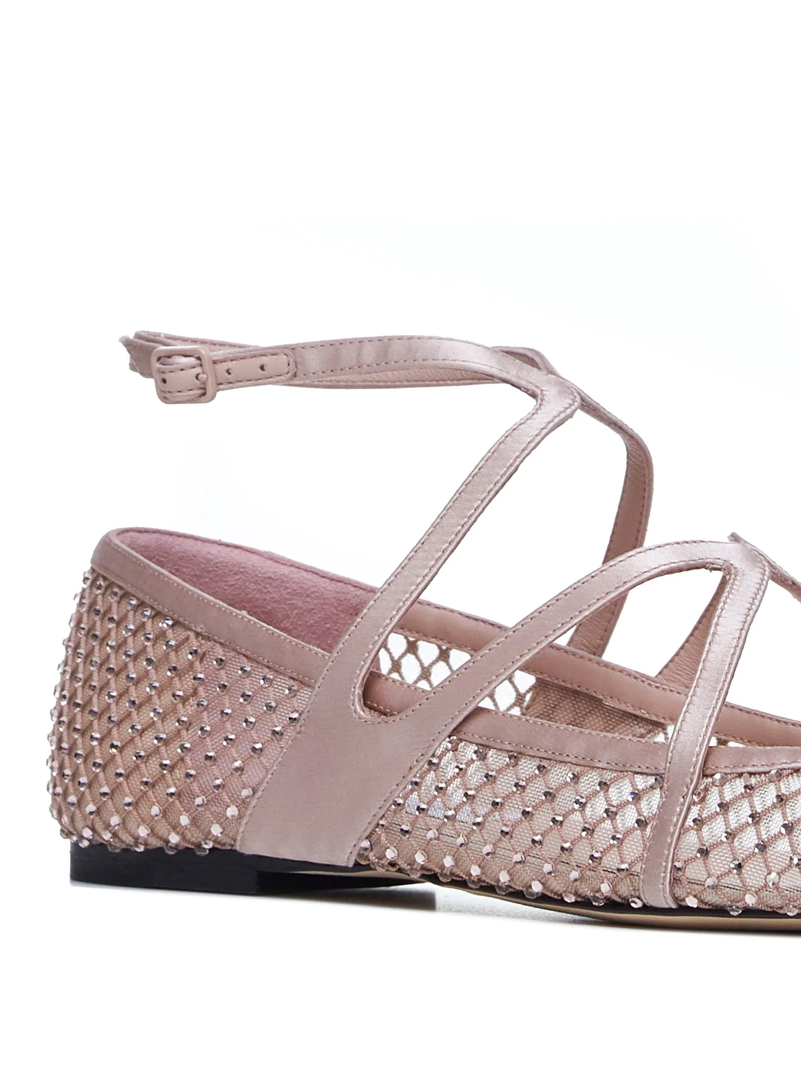Astoria satin and mesh ballet flats