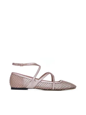 Astoria satin and mesh ballet flats