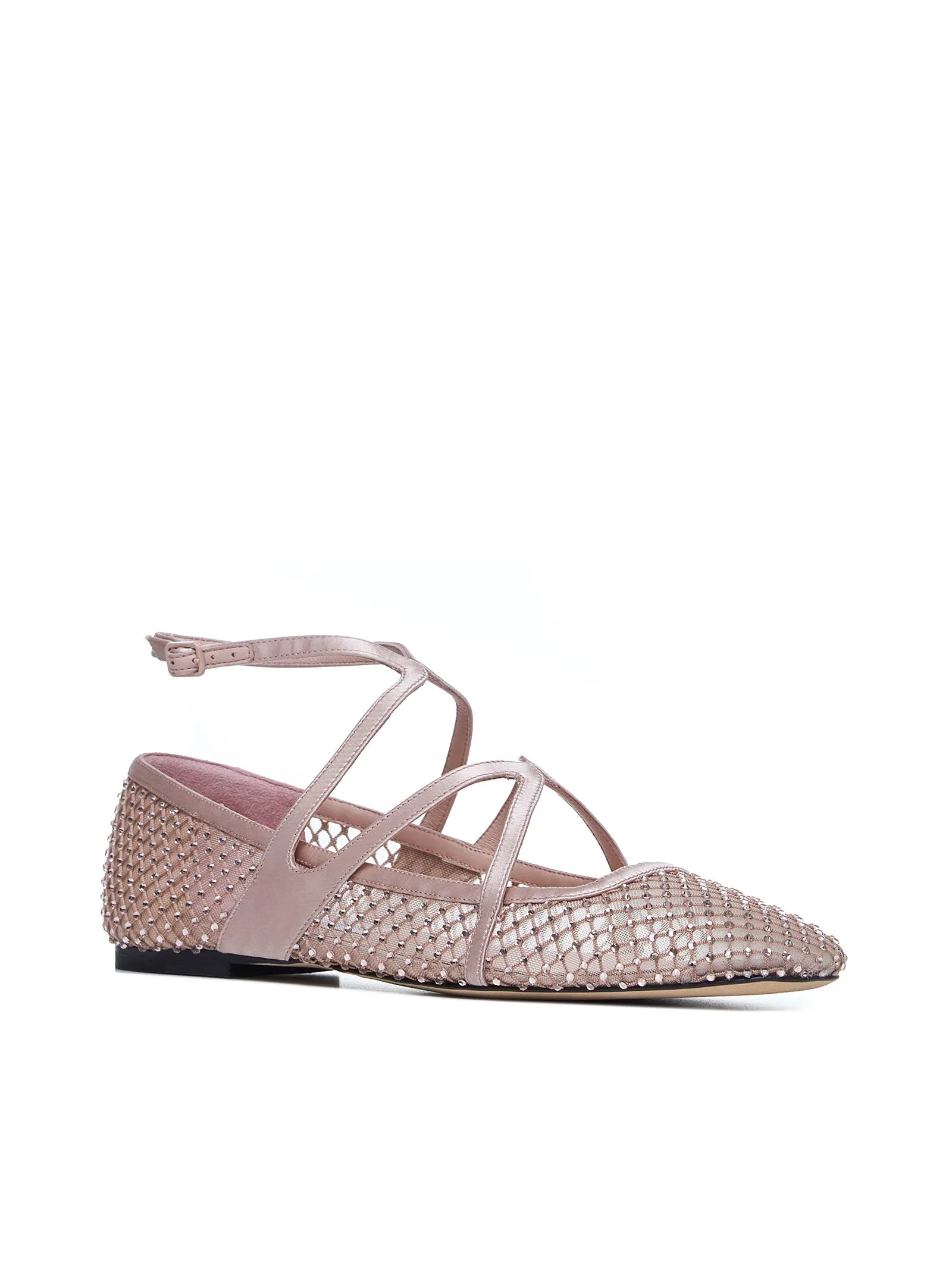 Astoria satin and mesh ballet flats