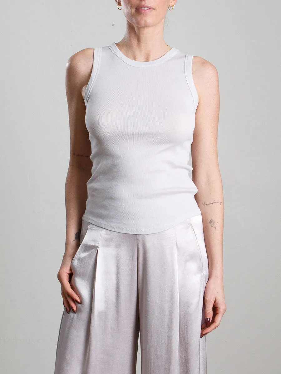Athena Hi-Neck Tank in Lightweight Rib - Fog