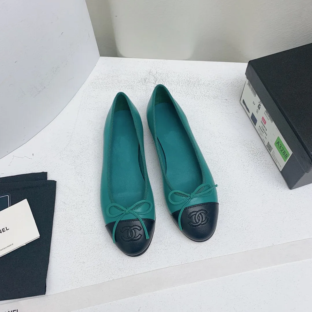 ballet flat blue green black lambskin