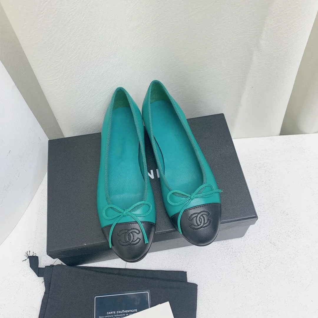 ballet flat blue green black lambskin