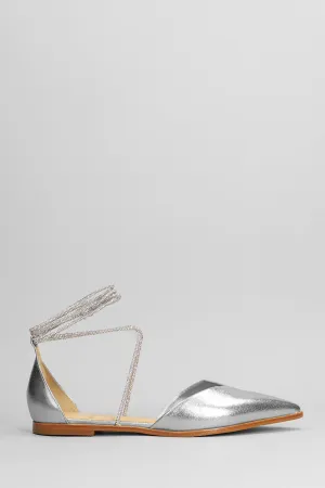 Ballet flats in silver leather