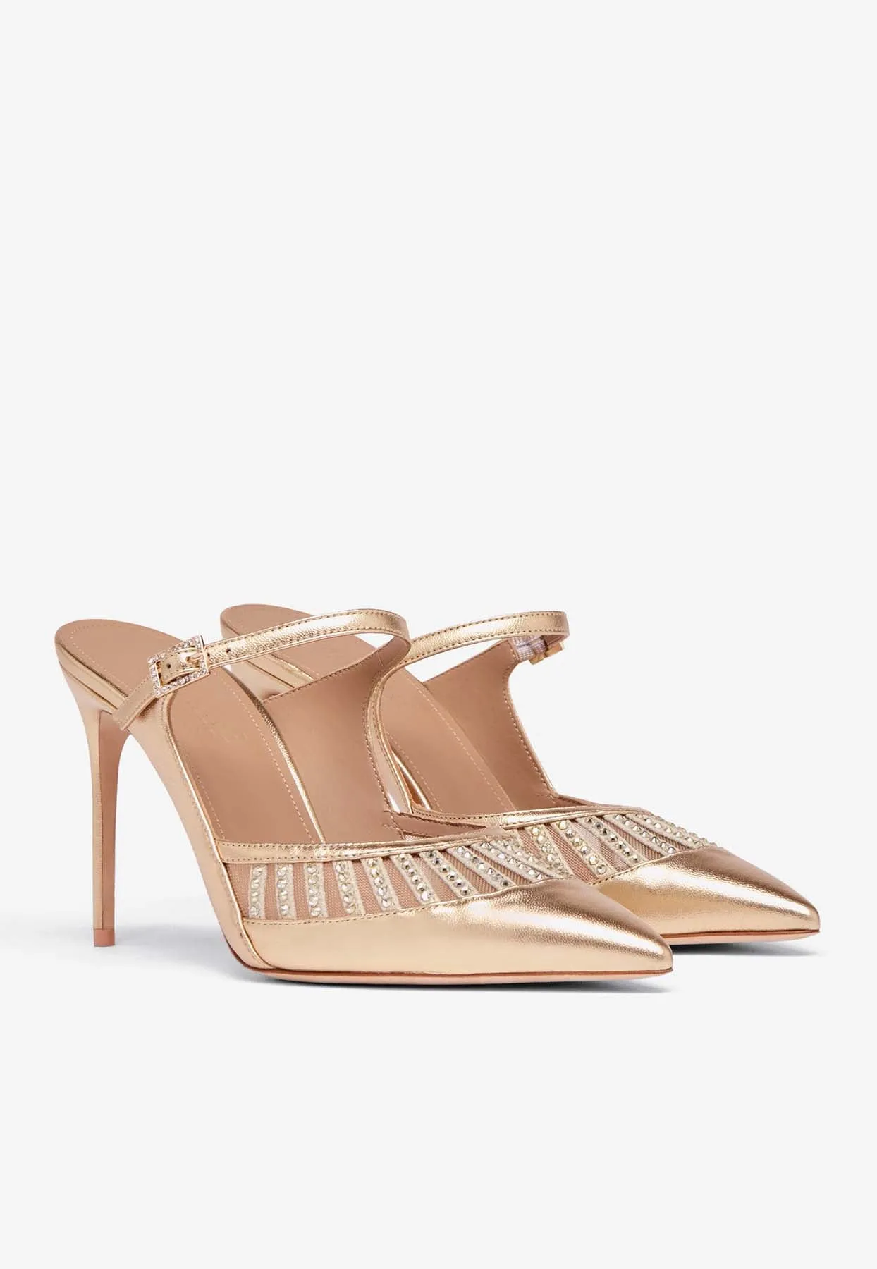 Bardot 90 Metallic Leather Mules