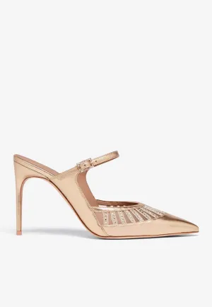 Bardot 90 Metallic Leather Mules