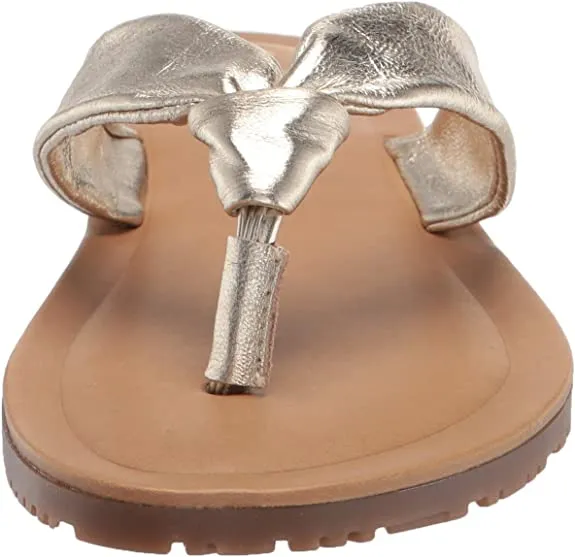 Bella Vita Made in Italy Women's Thong Sandal Flat, Champagne Italian Leather, 9