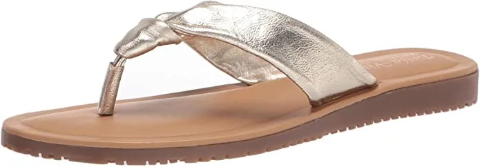Bella Vita Made in Italy Women's Thong Sandal Flat, Champagne Italian Leather, 9