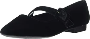 Bella Vita Women's Virginia II Mary Jane Flat Ballet, Black Velvet, 6 M US