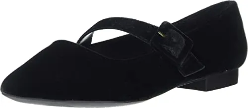 Bella Vita Women's Virginia II Mary Jane Flat Ballet, Black Velvet, 6 M US