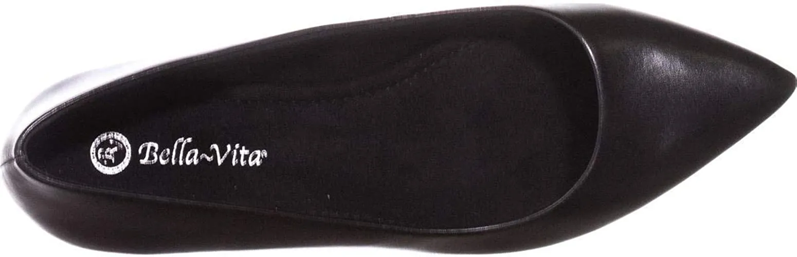 Bella Vita Womens Vivien Leather Pointed Toe Ballet Flats, Black, Size 8.0