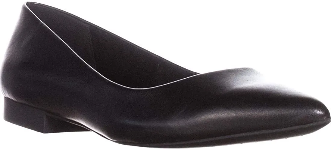 Bella Vita Womens Vivien Leather Pointed Toe Ballet Flats, Black, Size 8.0