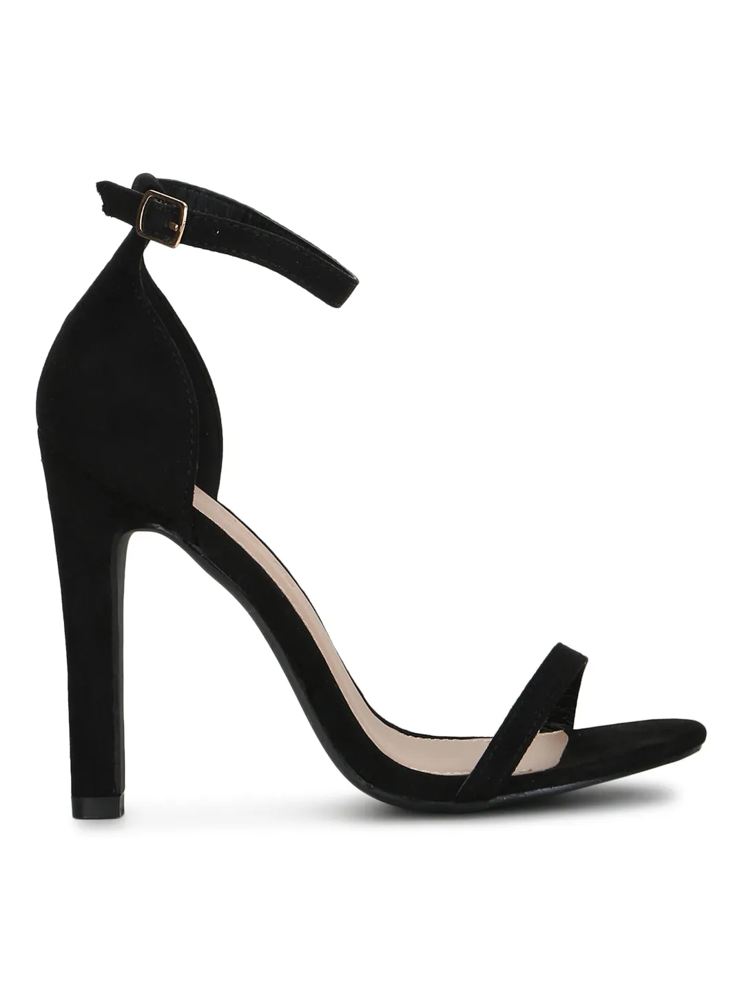 Black Micro Ankle Strap Barely There Stilettos