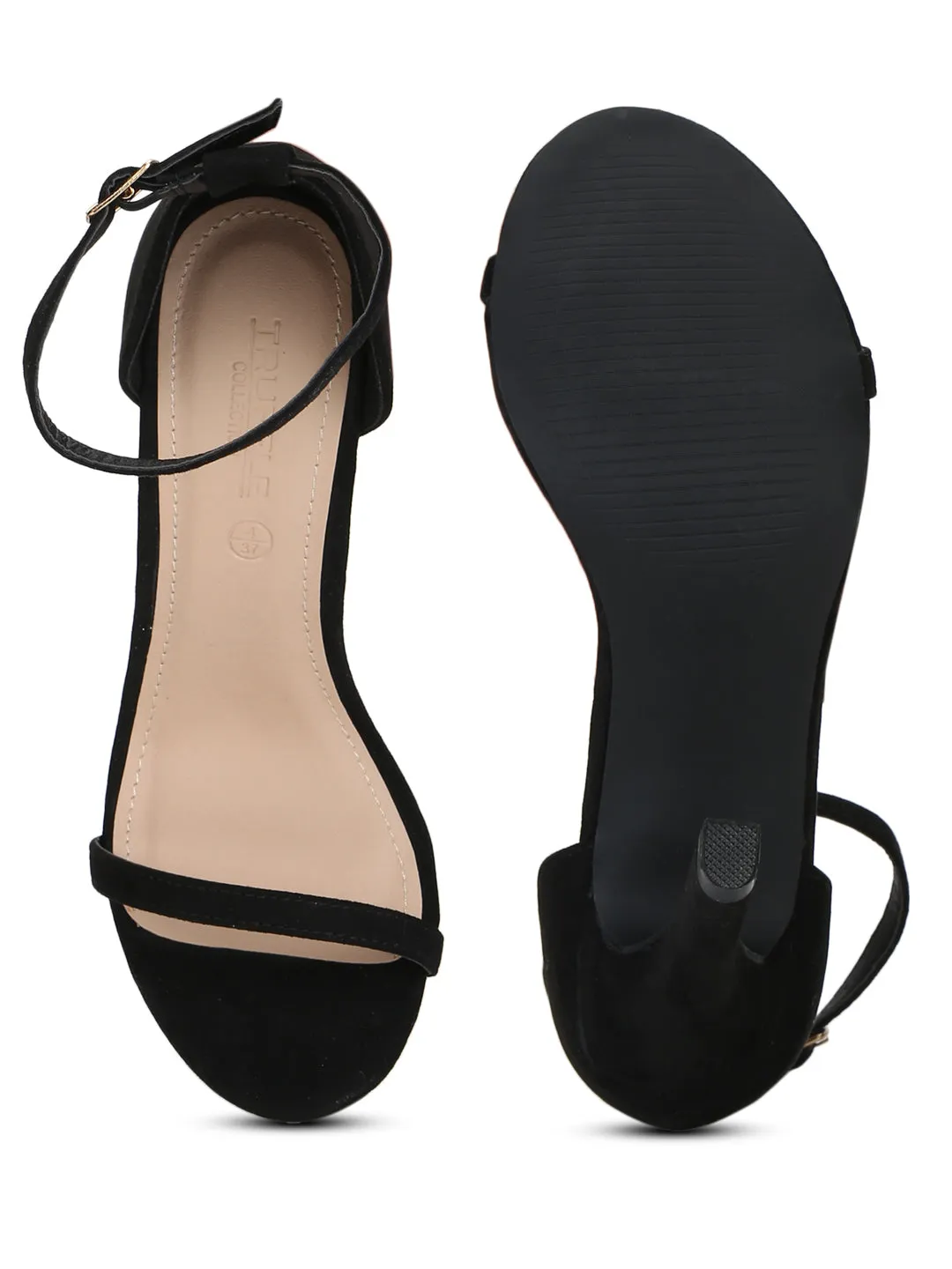 Black Micro Ankle Strap Barely There Stilettos