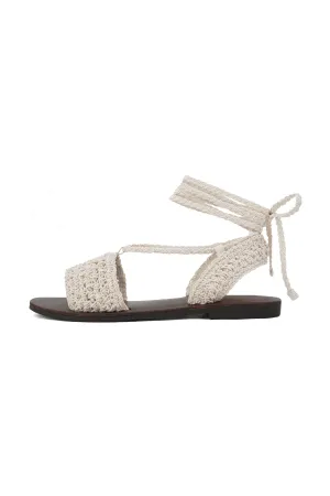 Bone Crochet Ankle Tie Flat Sandals