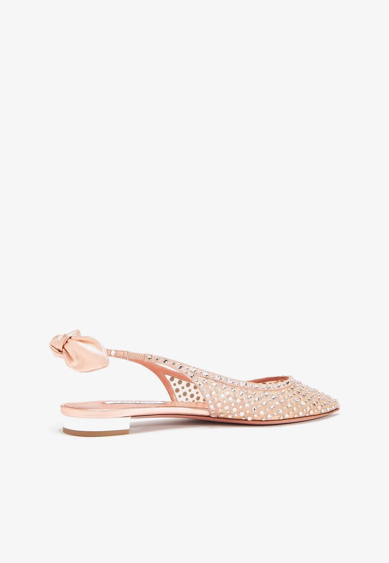 Bow Tie Crystal Tulle Pointed-Toe Flats