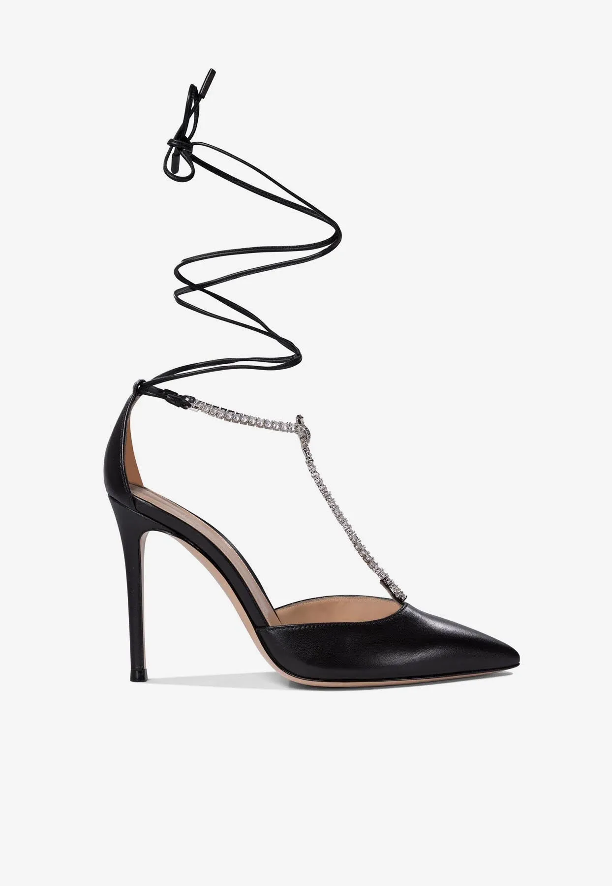 Brilliant 105 Embellished Wraparound Leather Pumps