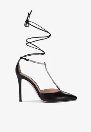 Brilliant 105 Embellished Wraparound Leather Pumps