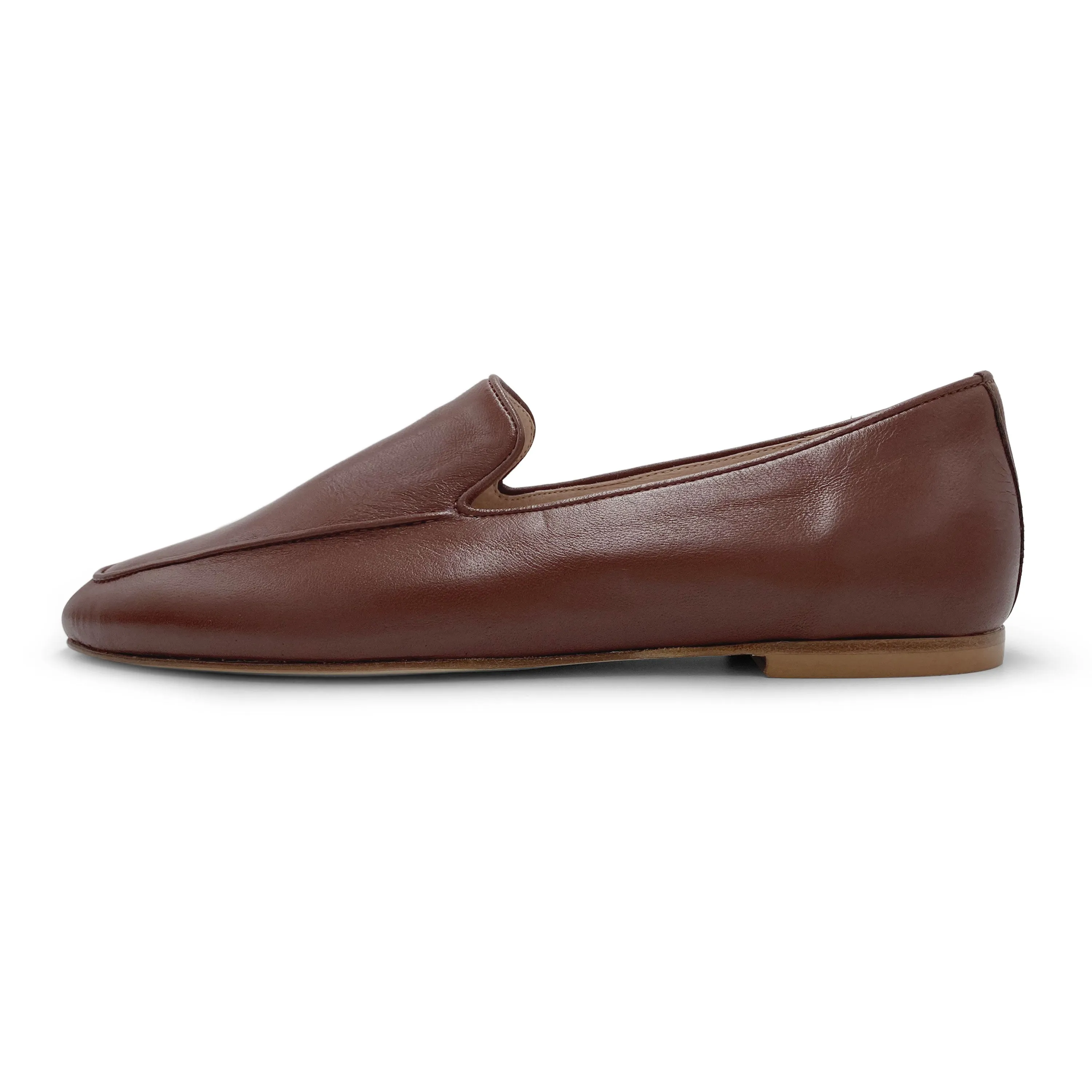 Brown leather women moccassins