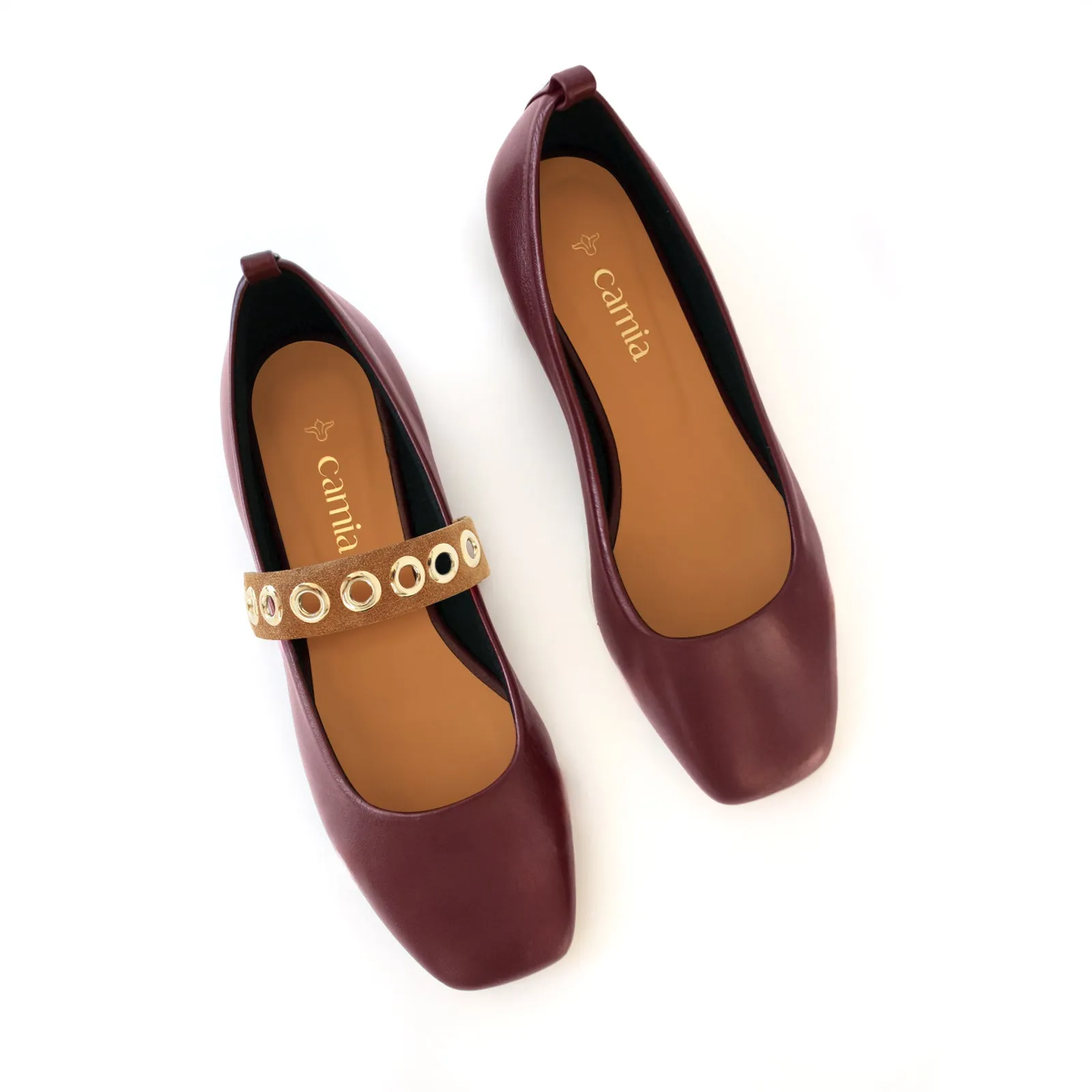 Burgundy Ballet Swap Camel Ilhos
