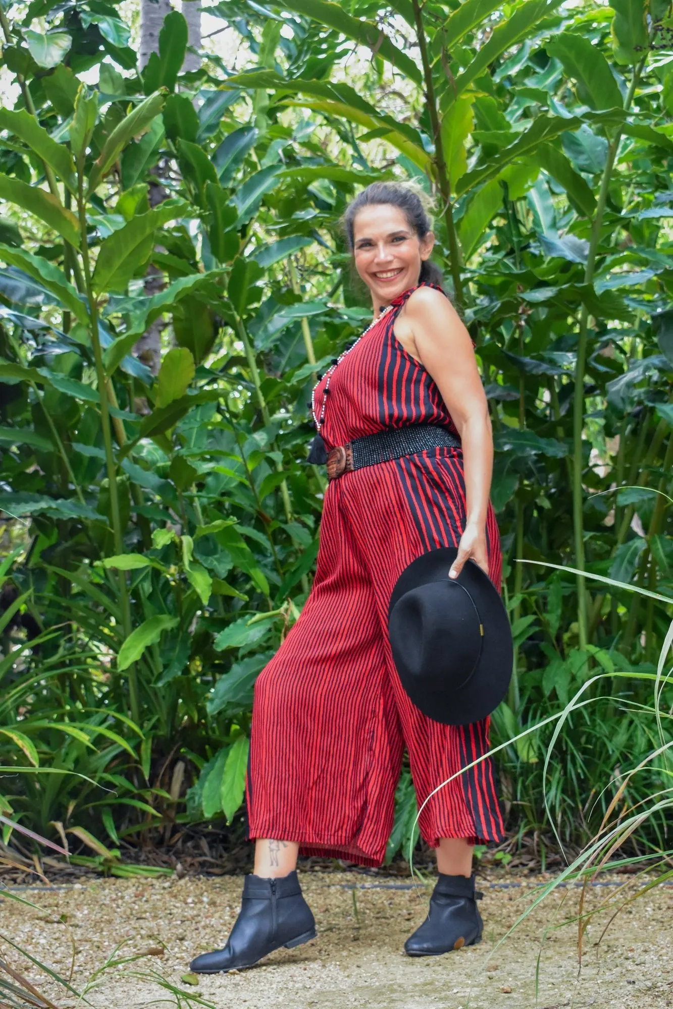 Calm Pantsuit - Stripe Red