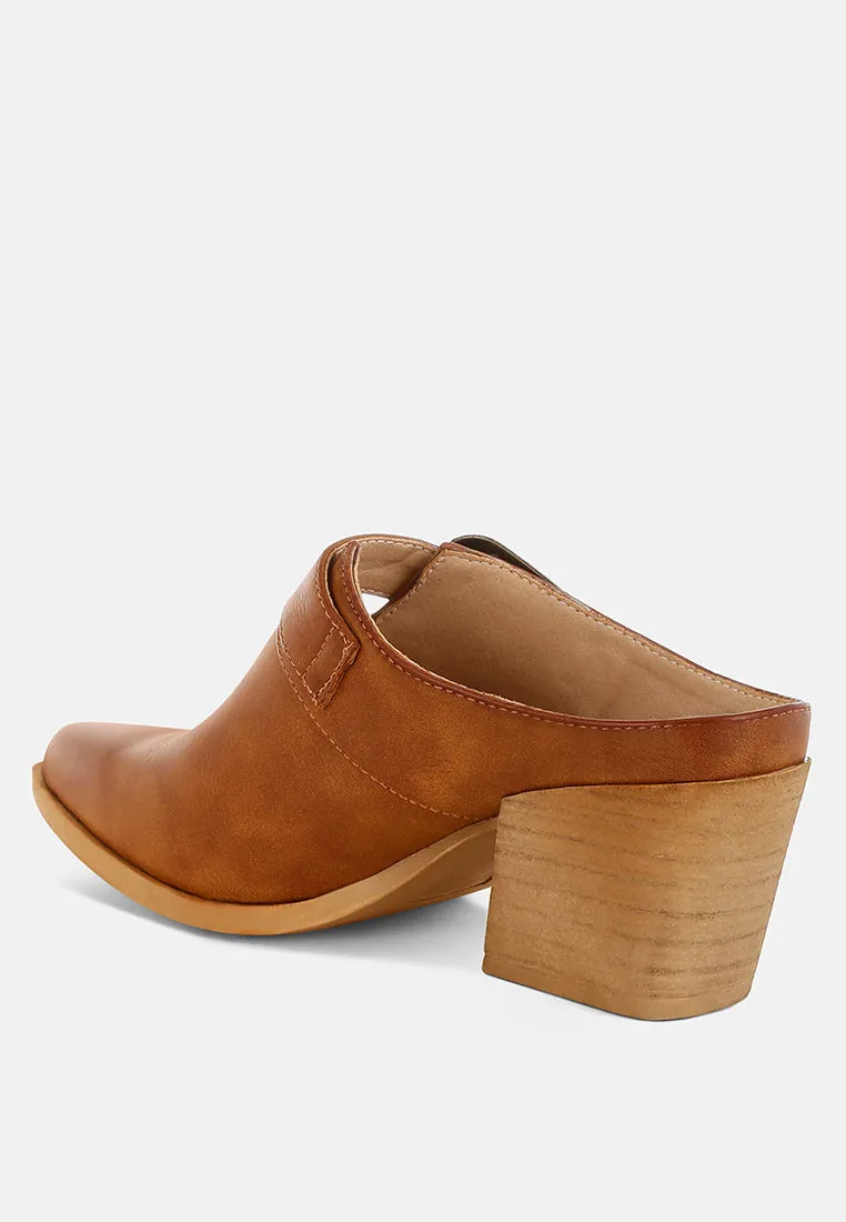 Carved Buckle Statement Mules By RUW