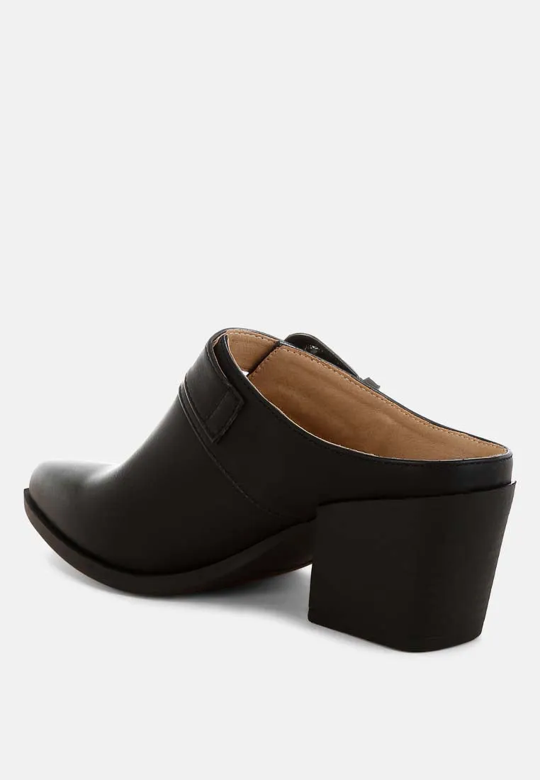 Carved Buckle Statement Mules By RUW