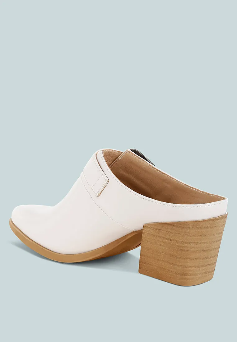 Carved Buckle Statement Mules By RUW