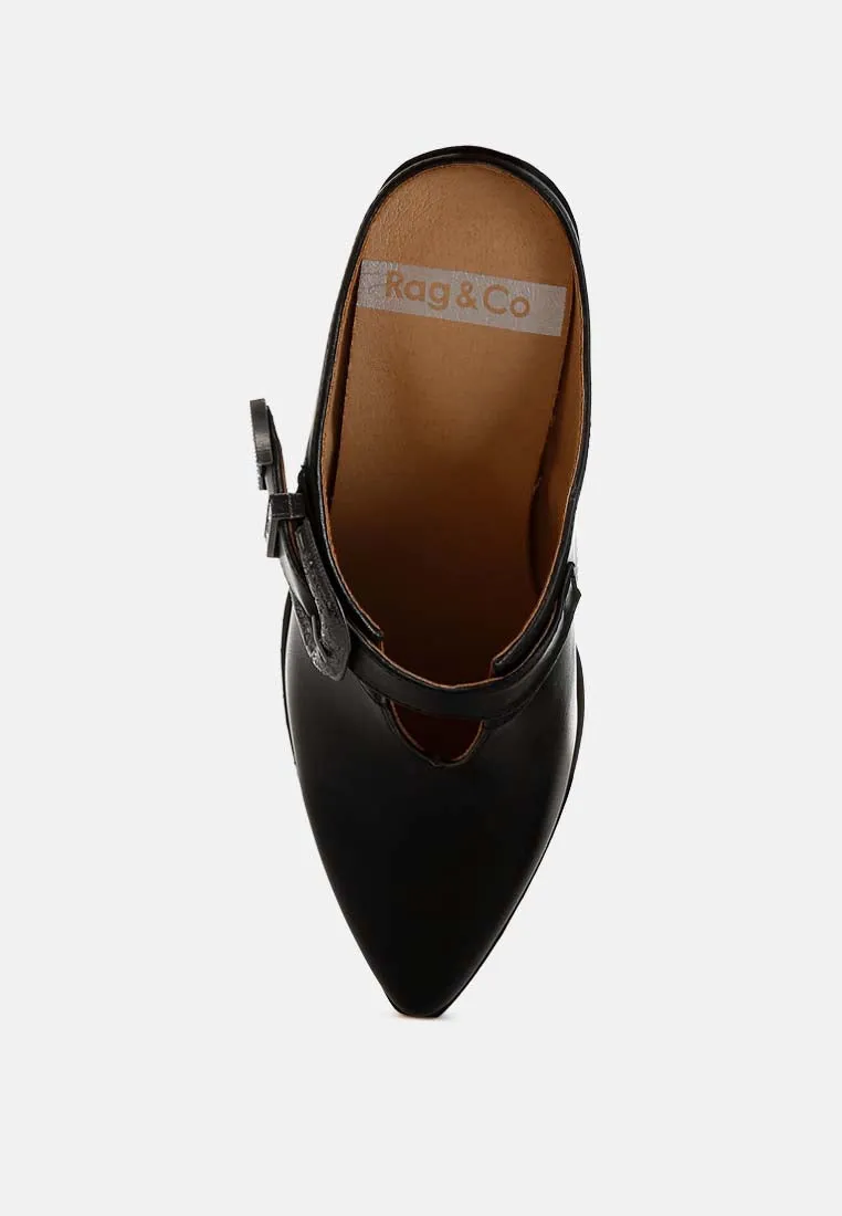 Carved Buckle Statement Mules By RUW