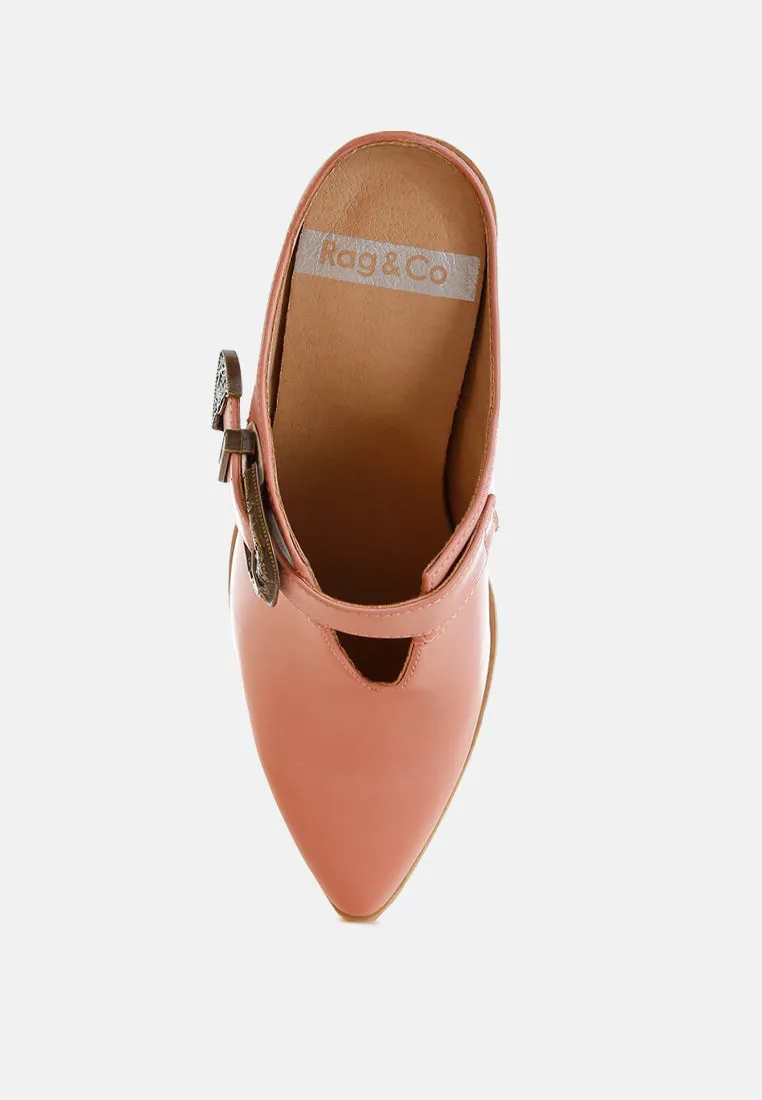 Carved Buckle Statement Mules By RUW