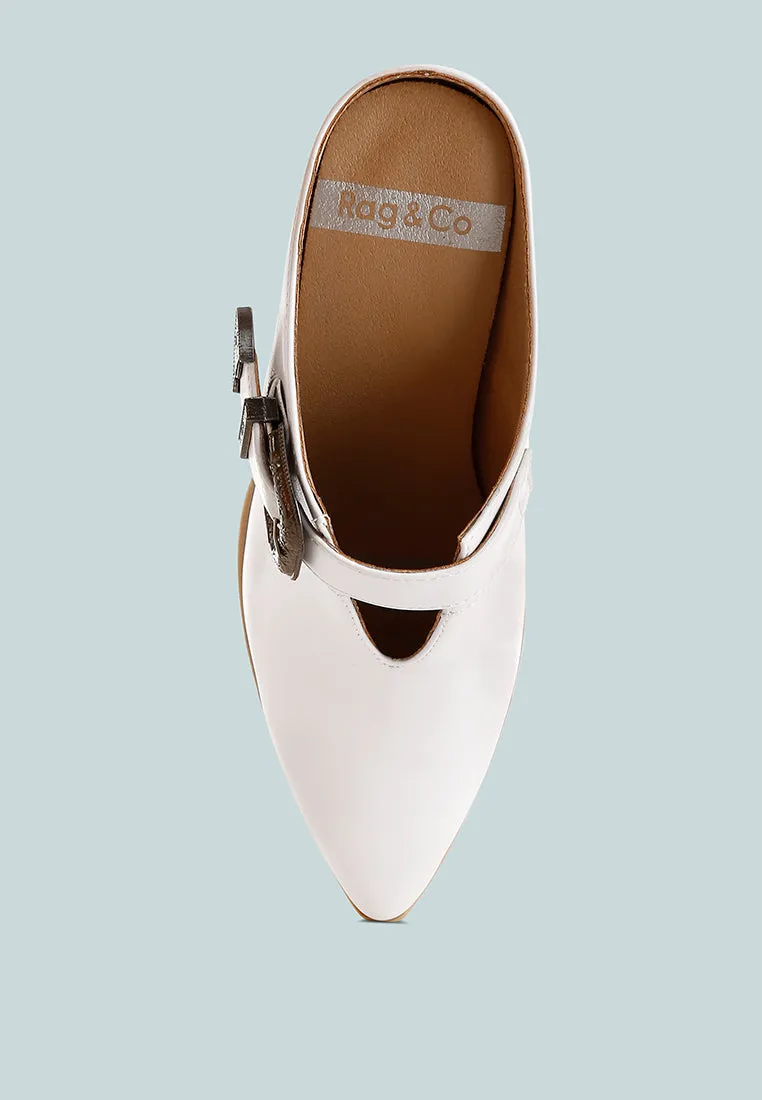 Carved Buckle Statement Mules By RUW
