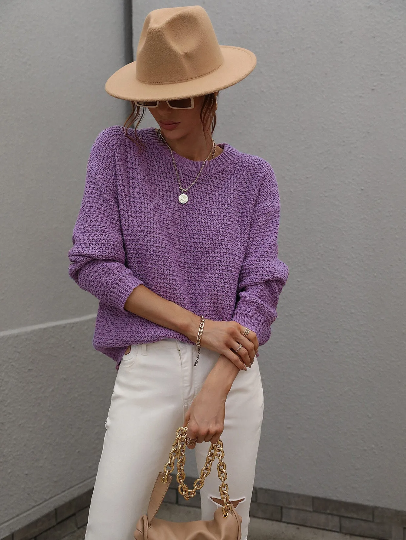 Caught Knit Top - Purple