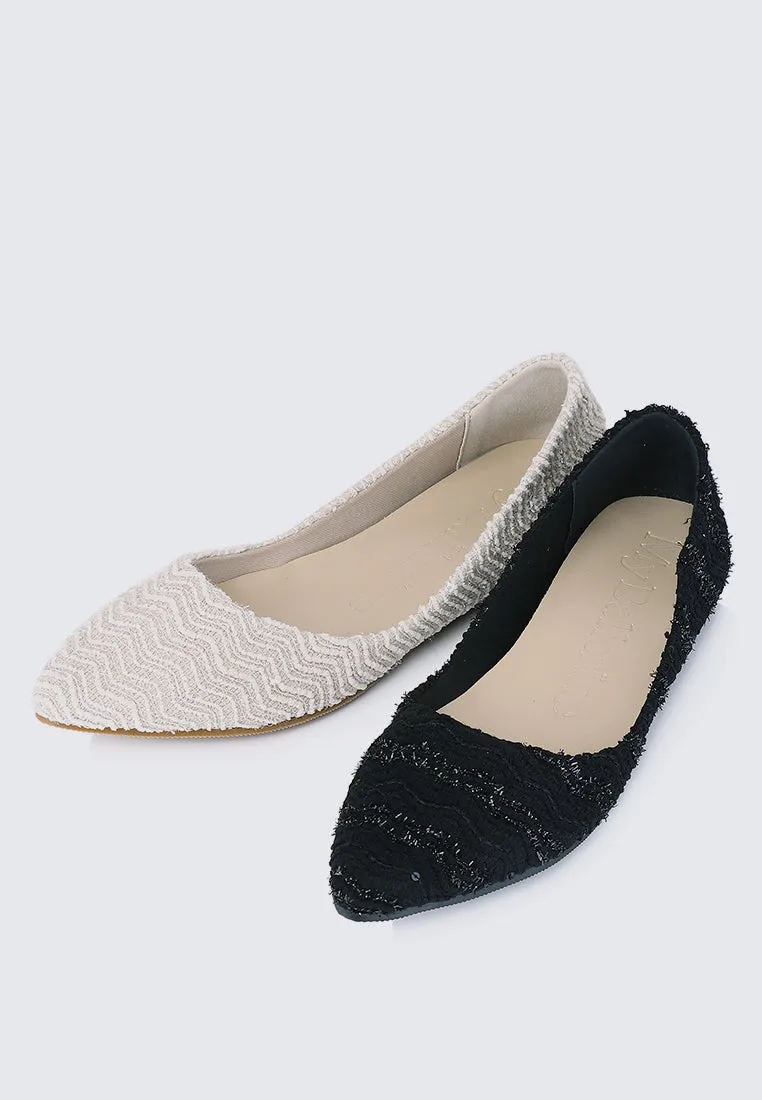Cece Tweed Comfy Ballerina In Beige