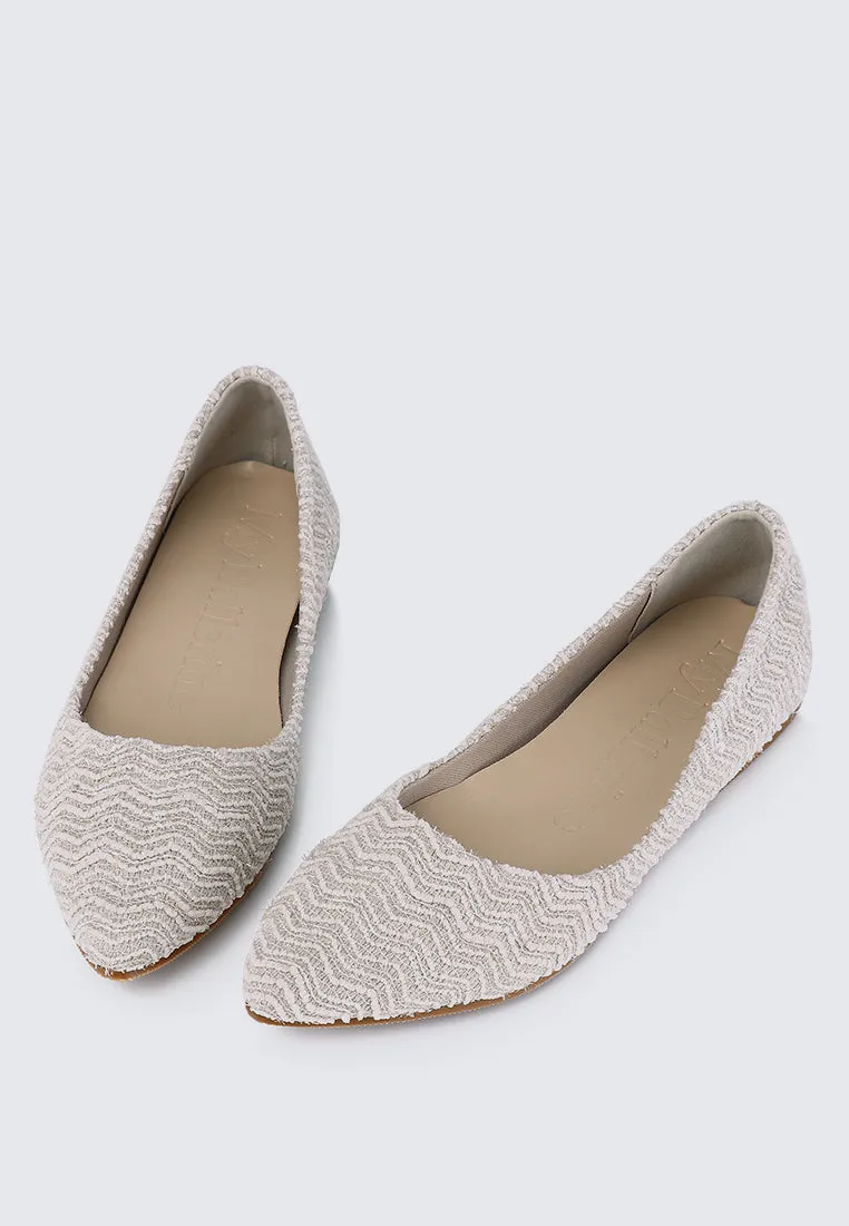 Cece Tweed Comfy Ballerina In Beige